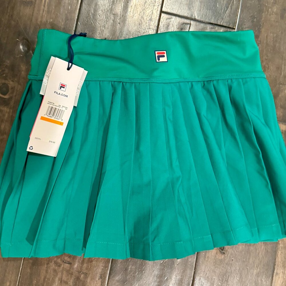 NWT FILA Women's Heritage Pleated Tennis Skirt Marine Green Small - Picture 6 of 14